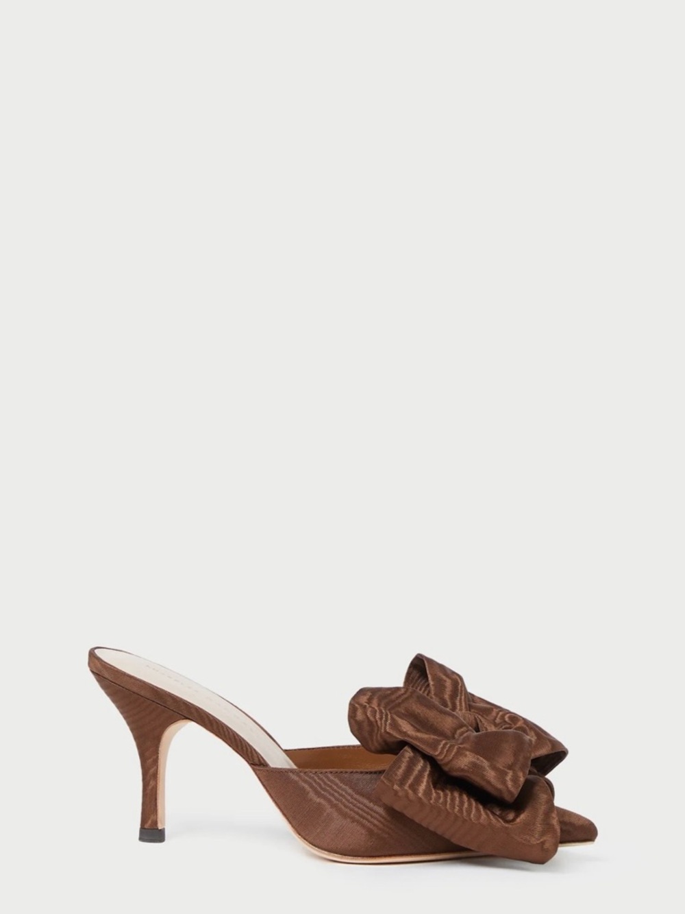 Loeffler Randall Satin Bow Mule Heels in Chocolate